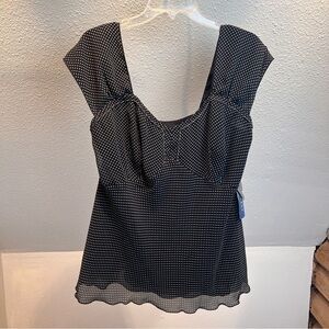 NWT NINE WEST WOMEN Black w/White Dots Sleeveless Top. Size 18W